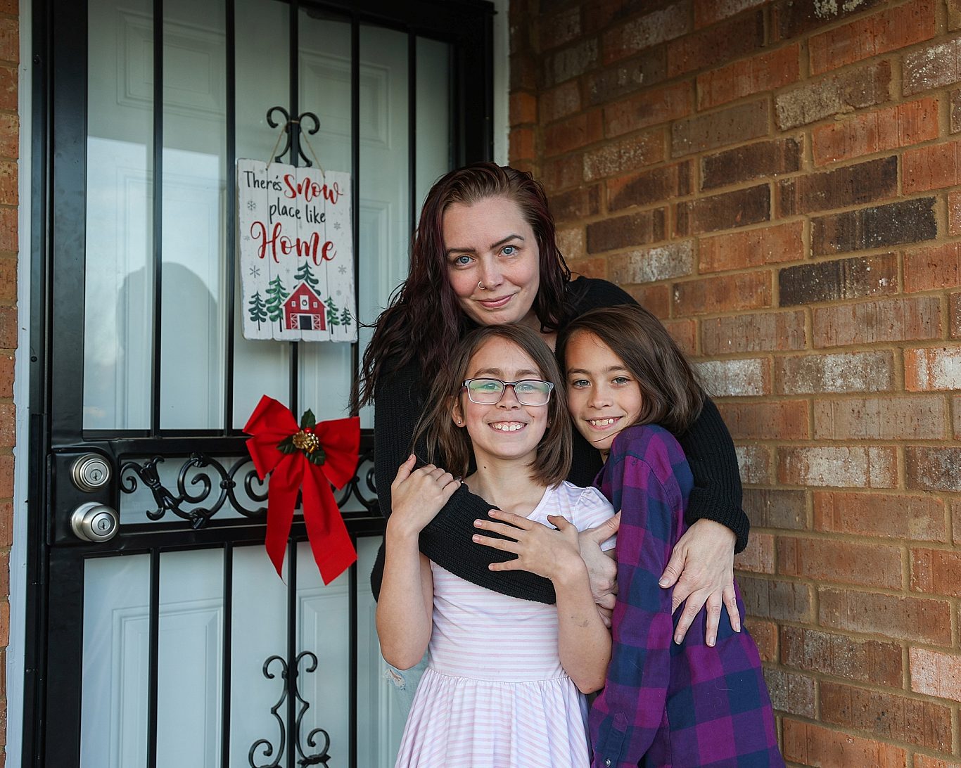 Mother daughters front porch