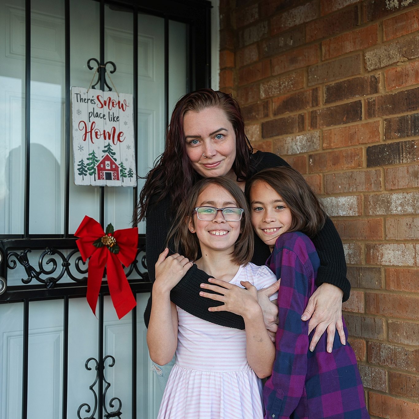 Mother daughters front porch