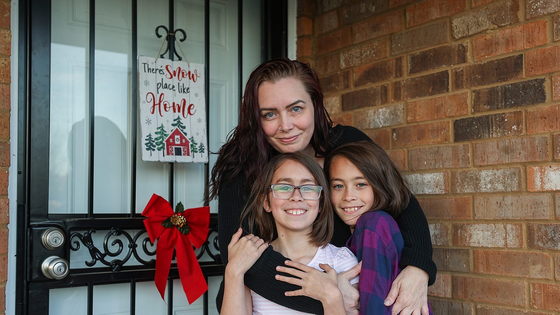 Mother daughters front porch