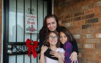Mother daughters front porch